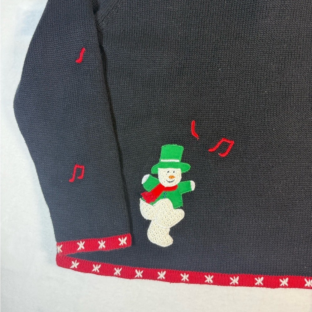 Studio Joy Black Zip-up Cardigan with Snowmen Size 1X - Picture 10 of 11